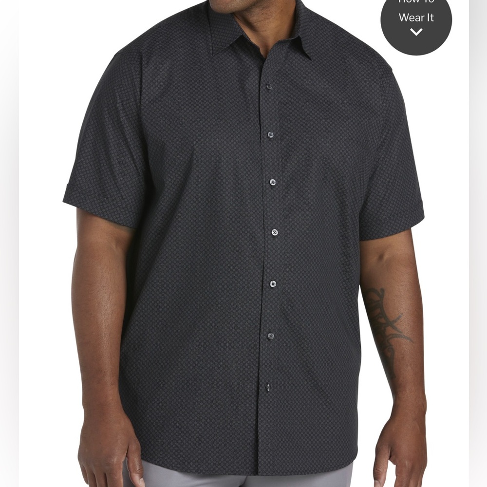 Synrgy - Medallion Print Button Down Sport Shirt 3XL